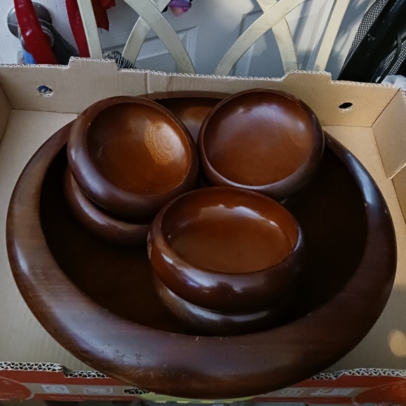 🍜🍲 7 RUSTIC WOOD SALAD BOWLS 🍜🍲A FANTASTIC "VINTAGE" GIFT.🎁 - Picture 5 of 8